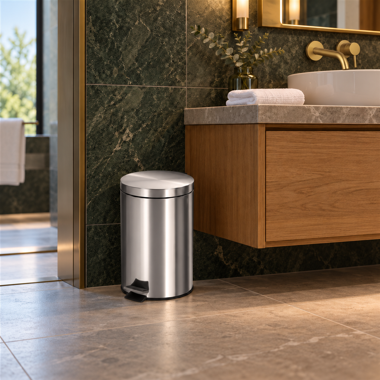 Poubelle à pédale inox 3 L à 30 L — Inox brillant