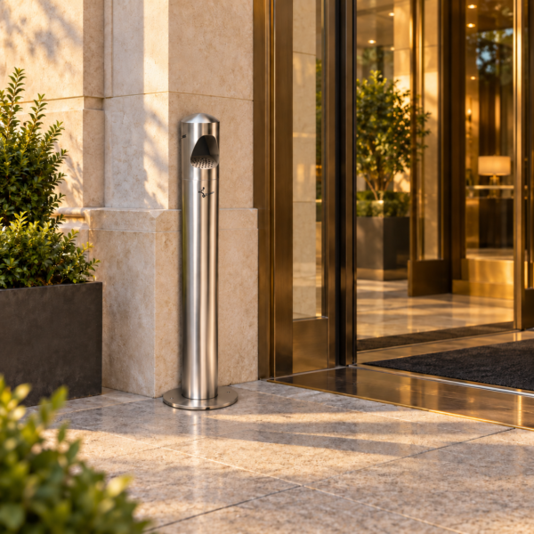 Cendrier colonne à fixer ou à poser — Inox