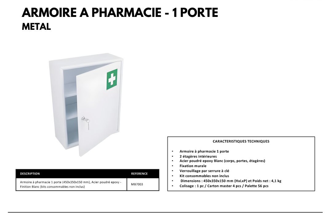 Armoire à pharmacie 1 porte — Métal