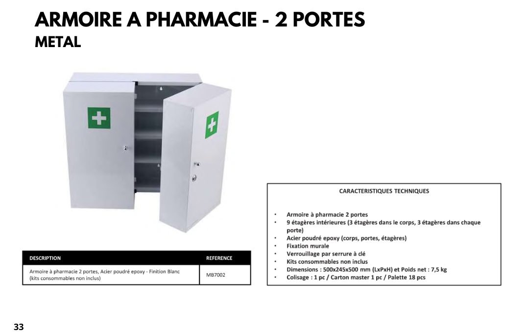 Armoire à pharmacie 2 portes — Métal