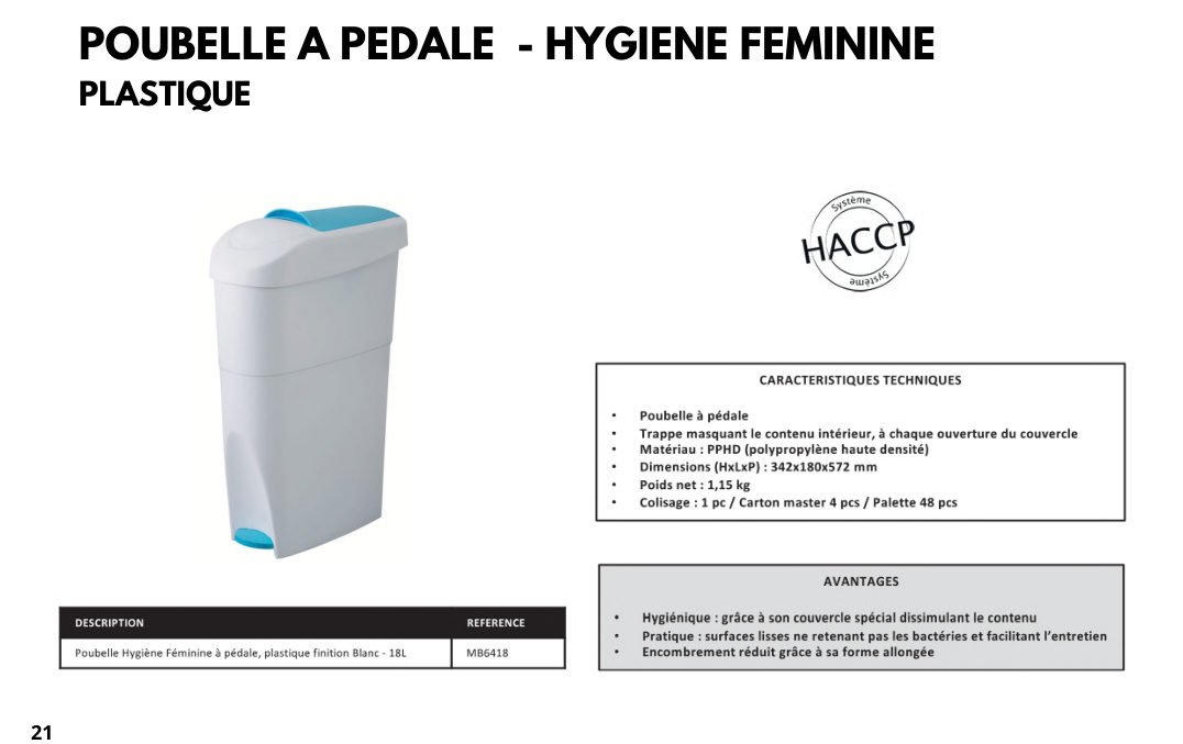 Poubelle à pédale hygiène féminine — Plastique