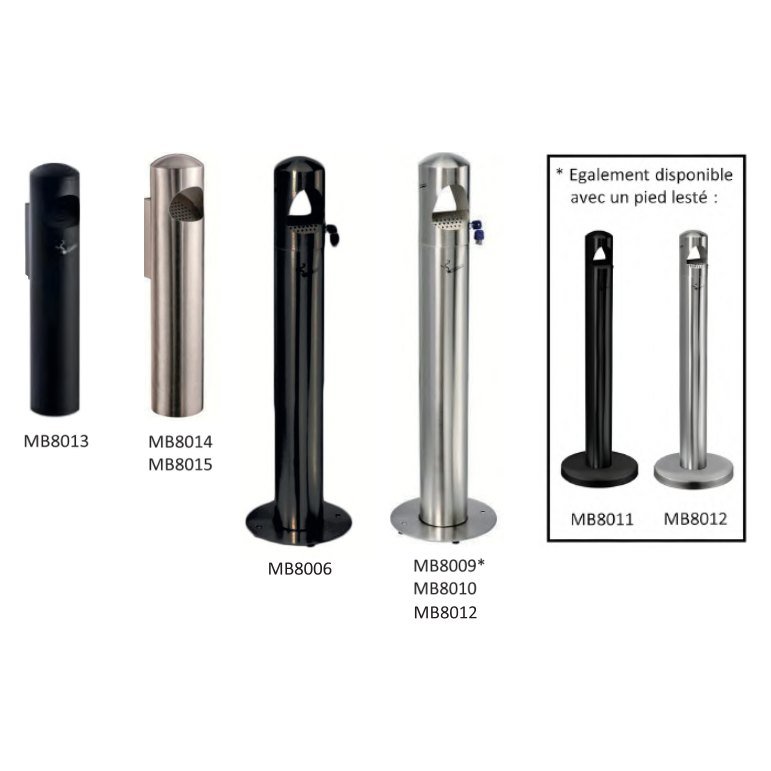 Cendrier colonne à fixer ou à poser — Inox