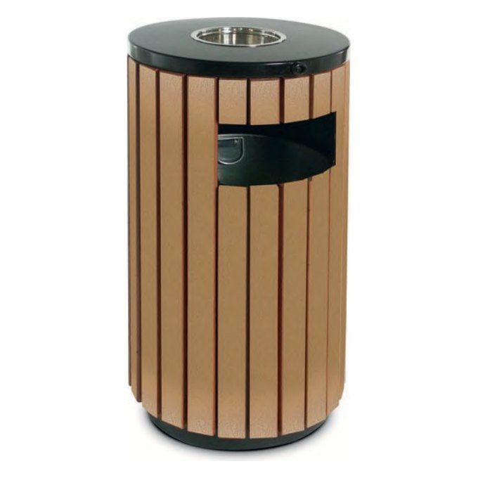 Corbeille-cendrier extérieure 50 L — Effet bois
