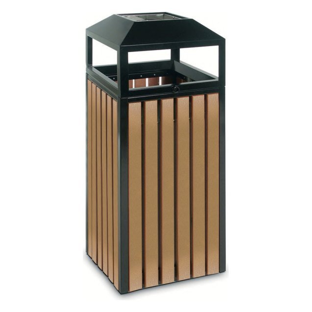 Corbeille-cendrier extérieure 70 L — Effet bois