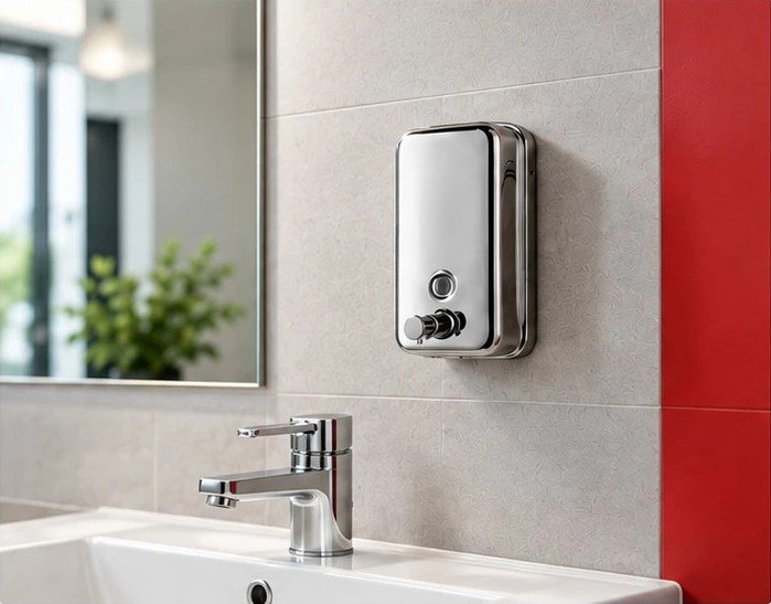 Distributeur inox de savon / gel hydroalcoolique