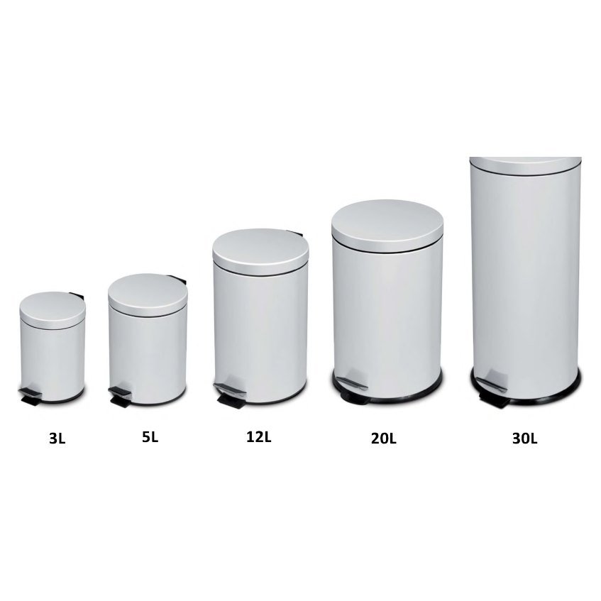 Poubelle à pédale inox 3 L à 30 L — Epoxy blanc
